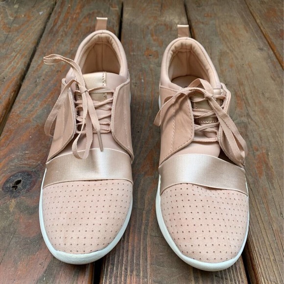 Big Buddha Shoes - Big Buddha Womens Bungee Memory Foam Sneakers Shoes Pink Low Top Lace Up 9.5 M